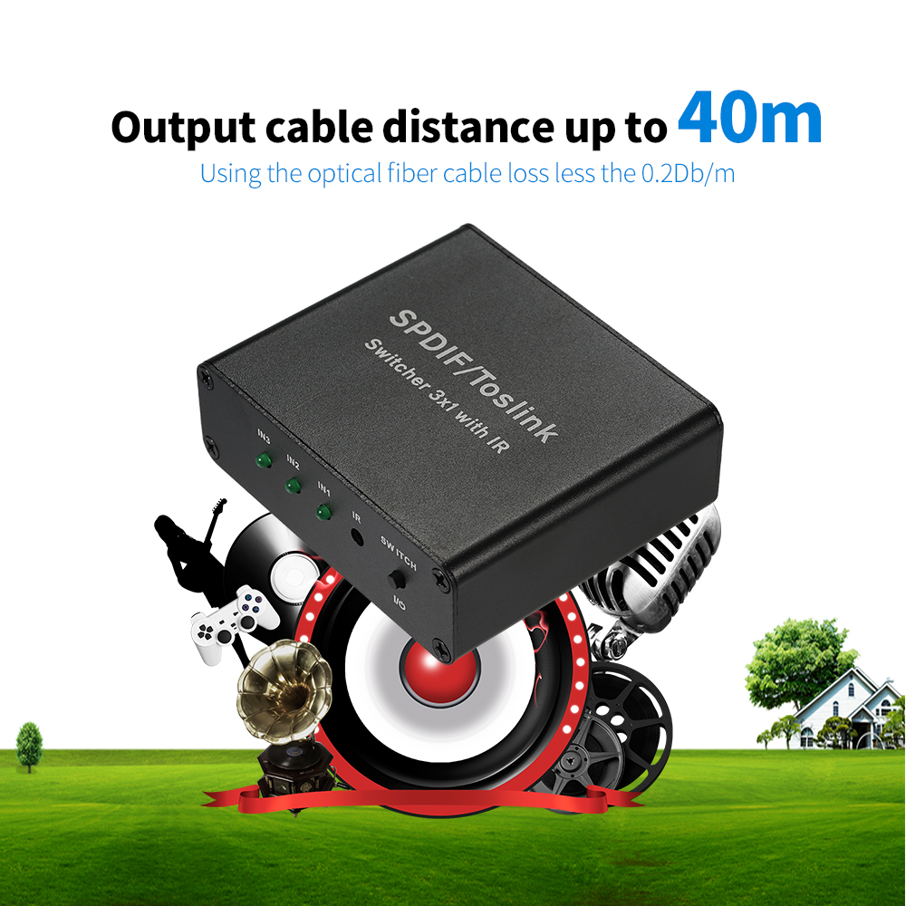 Bộ Chuyển Đổi Âm Thanh Quang Kỹ Thuật Số SPDIF/ Toslink 3 * 1 Với IR Ba Đầu Vào Một Đầu Ra