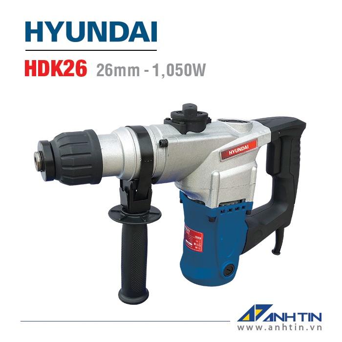 Máy khoan đục Hyundai HDK26 | Công suất 1.050W | Đường kính mũi khoan 13mm, mũi đục 26mm