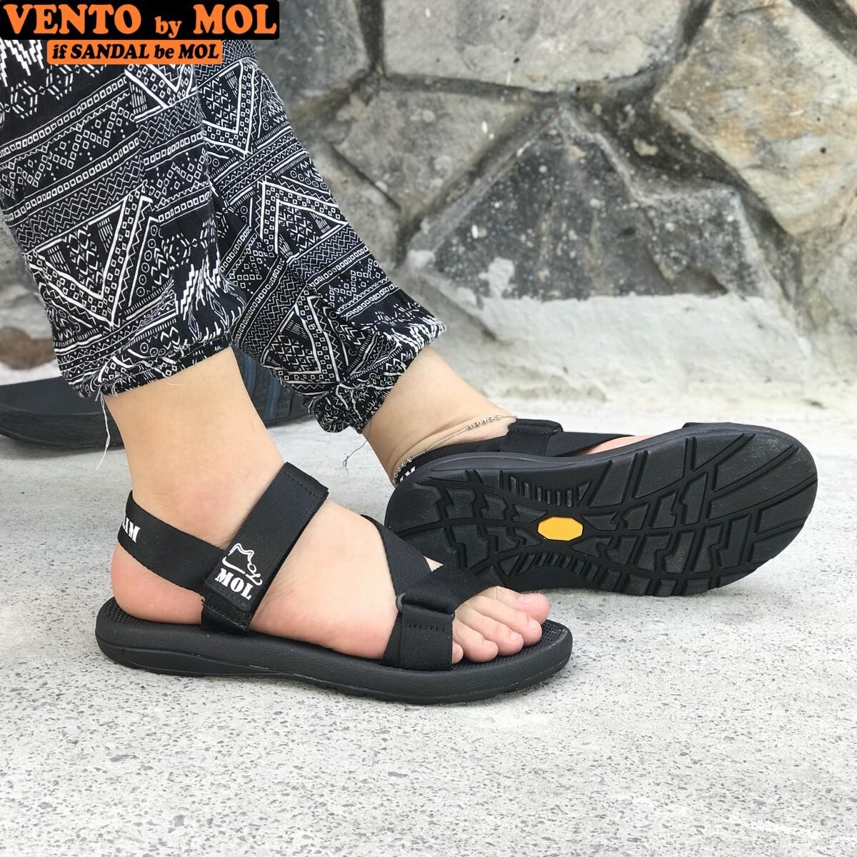 Giày sandal unisex nam nữ quai chéo vải dù đế mõng Slim có quai hậu cố định hiệu MOL mang đi học du lịch MS1166B