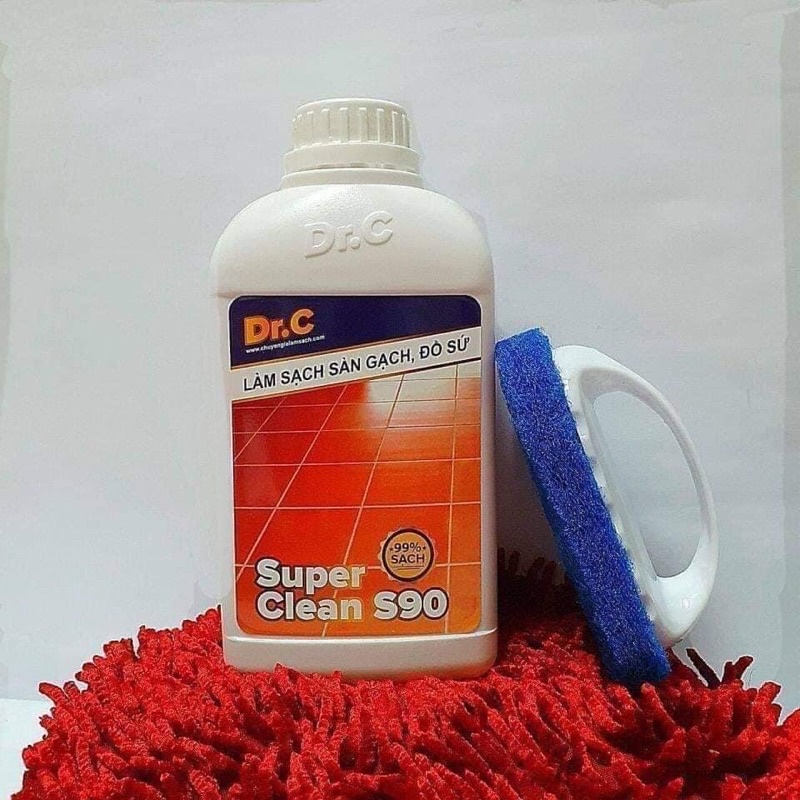 Làm sạch sàn gạch, thiết bị men sứ - Super Clean S90 Tẩy Xi Măng, Vôi Vữa Trên Bề Mặt Sàn Gạch