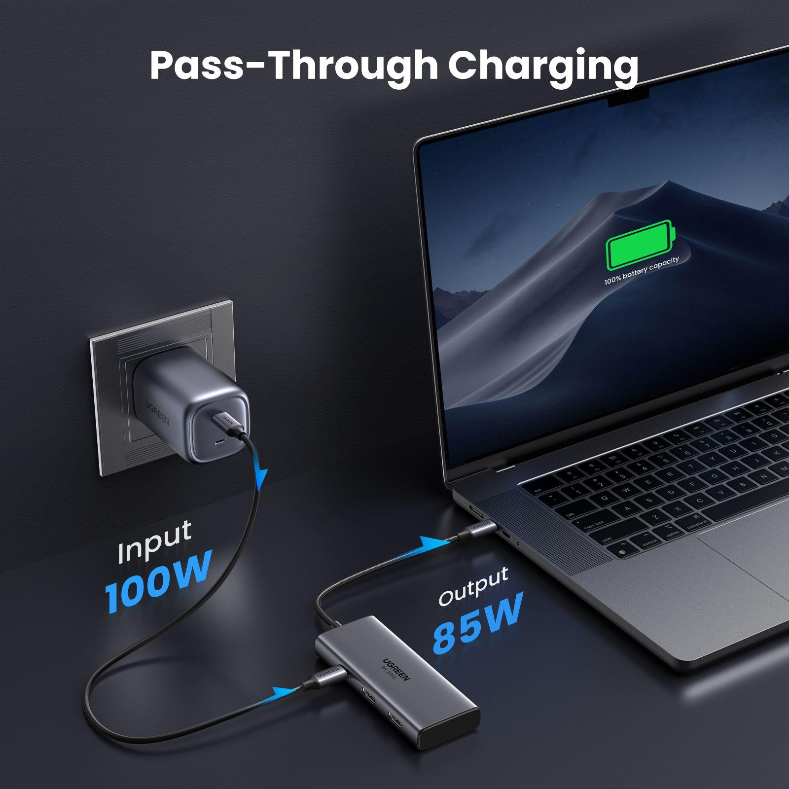 Ugreen UG15852CM498TK USB type C sang 1 x HDMI 2.1 8K30Hz + 1 x HDMI 2.0 4K60Hz + 1 x USB-C 5Gbps + 2 x USB3.0 + 1 x USB-C PD 100W Bộ chuyển 6in1 - HÀNG CHÍNH HÃNG