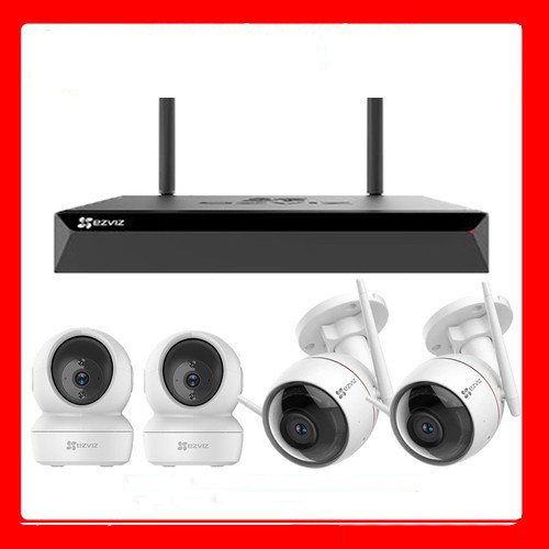 Trọn bộ Kit Camera IP EZVIZ CS-C6N-A0-1C2WFR 2MP 4 Camera, đầu ghi 4 kênh - Hàng chính hãng