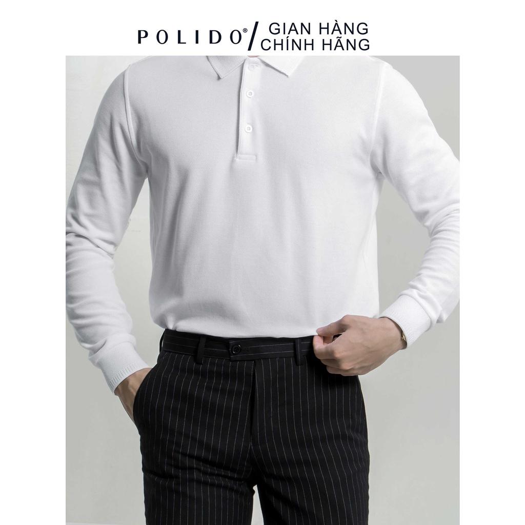 Áo Polo Nam Dài Tay Trơn Basic CEFFYLO Màu ĐTrắng Chuẩn Style Thanh Lịch