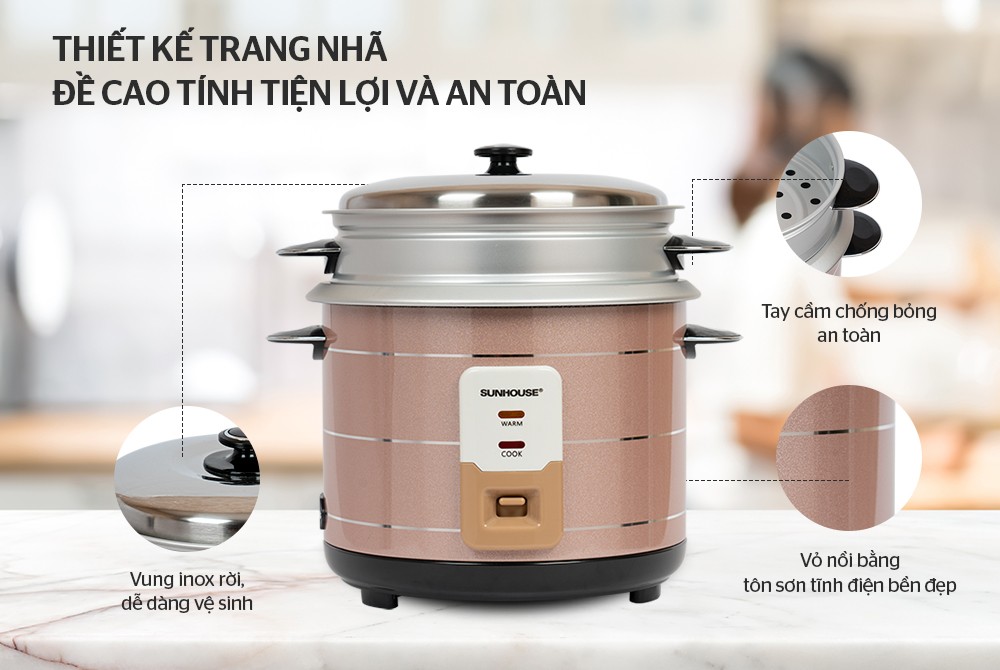 Nồi Cơm Điện Nắp Rời Sunhouse SHD8125 - Hàng chính hãng