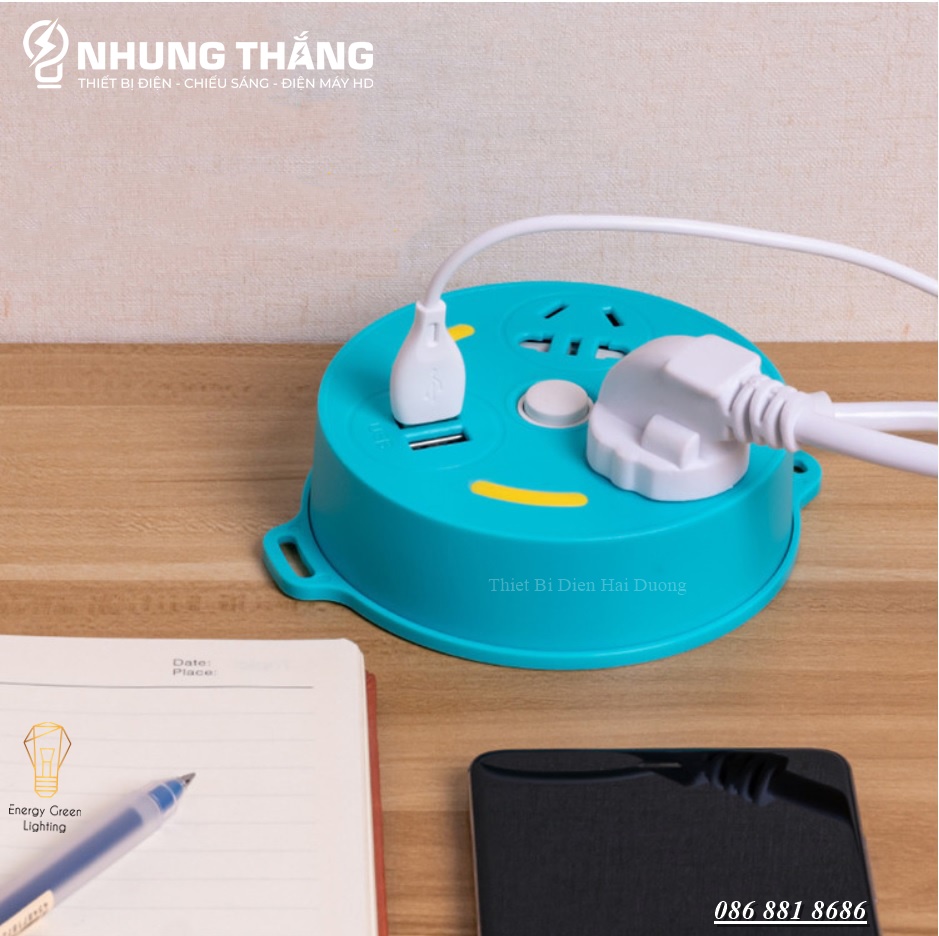 Ổ Cắm Điện Thông Minh Chuyển Đổi Đa Chức Năng OD-343 Dây Dài 1m8 - Có Đầu Cắm USB Chuẩn Sạc An Toàn Chống Giật