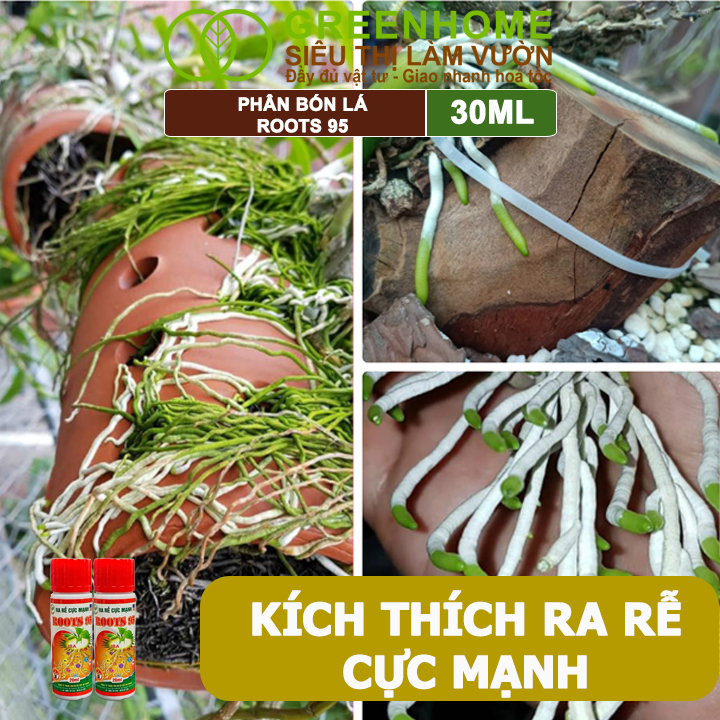 Phân Kích Rễ Cực Mạnh ROOTS 95, GreenHome, Chai 30ml, Kích Ra Rễ Cực Mạnh Chuyên, Cho Hoa Lan