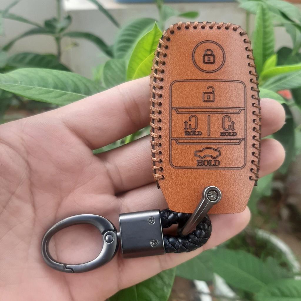 Bao da chìa khoá Kia Sedona chìa thông minh, Da thật bảo hành 2 năm