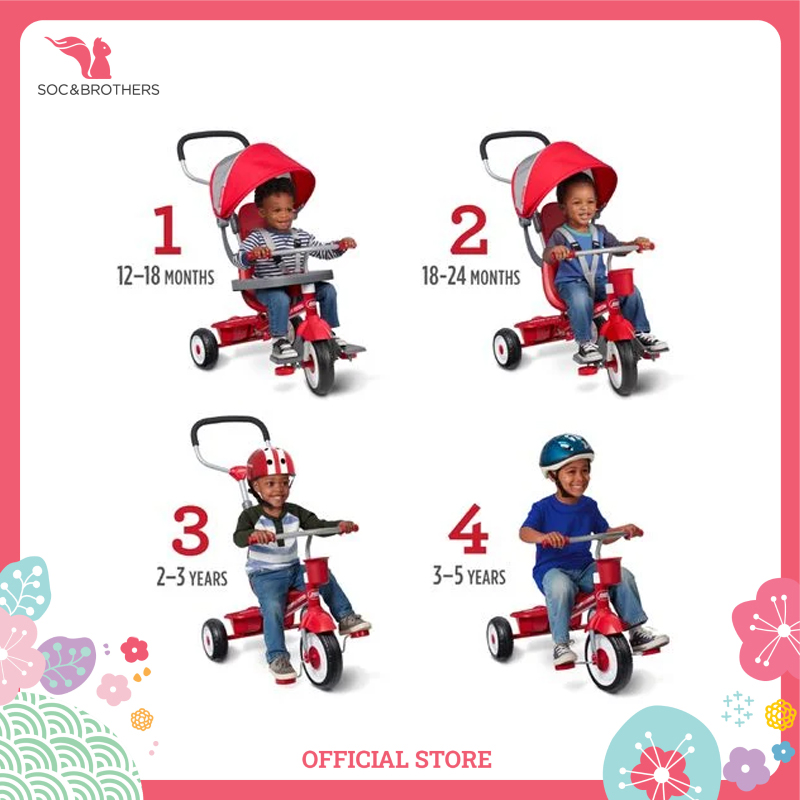 Xe đạp ba bánh trẻ em Radio Flyer 4 in 1 Stroll N Trike