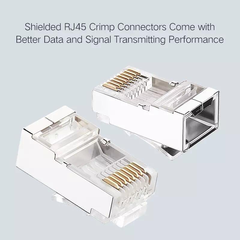 Ugreen UG50248NW111TK 100pcs Đầu bấm mạng RJ45 chuẩn Cat6 + Cat6e bọc inox chống nhiễu - HÀNG CHÍNH HÃNG
