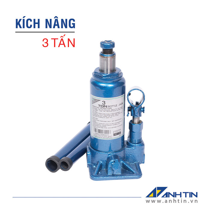 Con đội 3 tấn | Kích nâng xe ô tô xe tải | Kích thủy lực | 3 tấn | Chiều cao nâng 90mm | Chiều cao ren 70mm