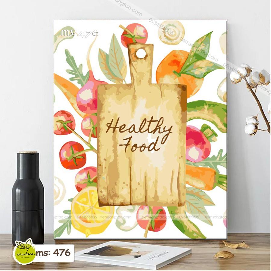 Tranh tô màu 40x50cm có khung healthy food T476