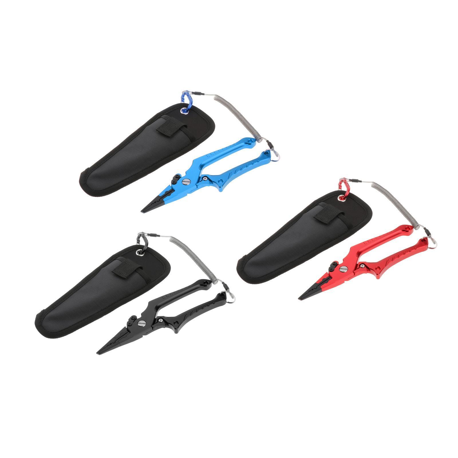 Fishing Pliers Braid Line Cutter Fish Lip Hook Remover with Lanyard Blue