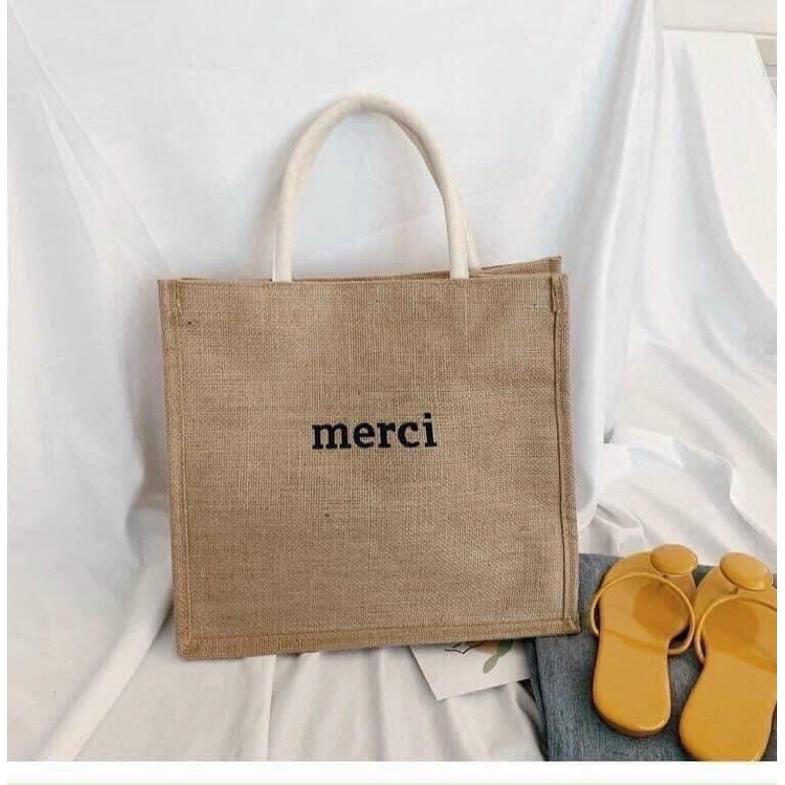 Túi Cói Merci thích hợp đeo đi biển, đi dạo phố, đi học đi làm, du lịch 32 x 35 cm _DiLi Mart