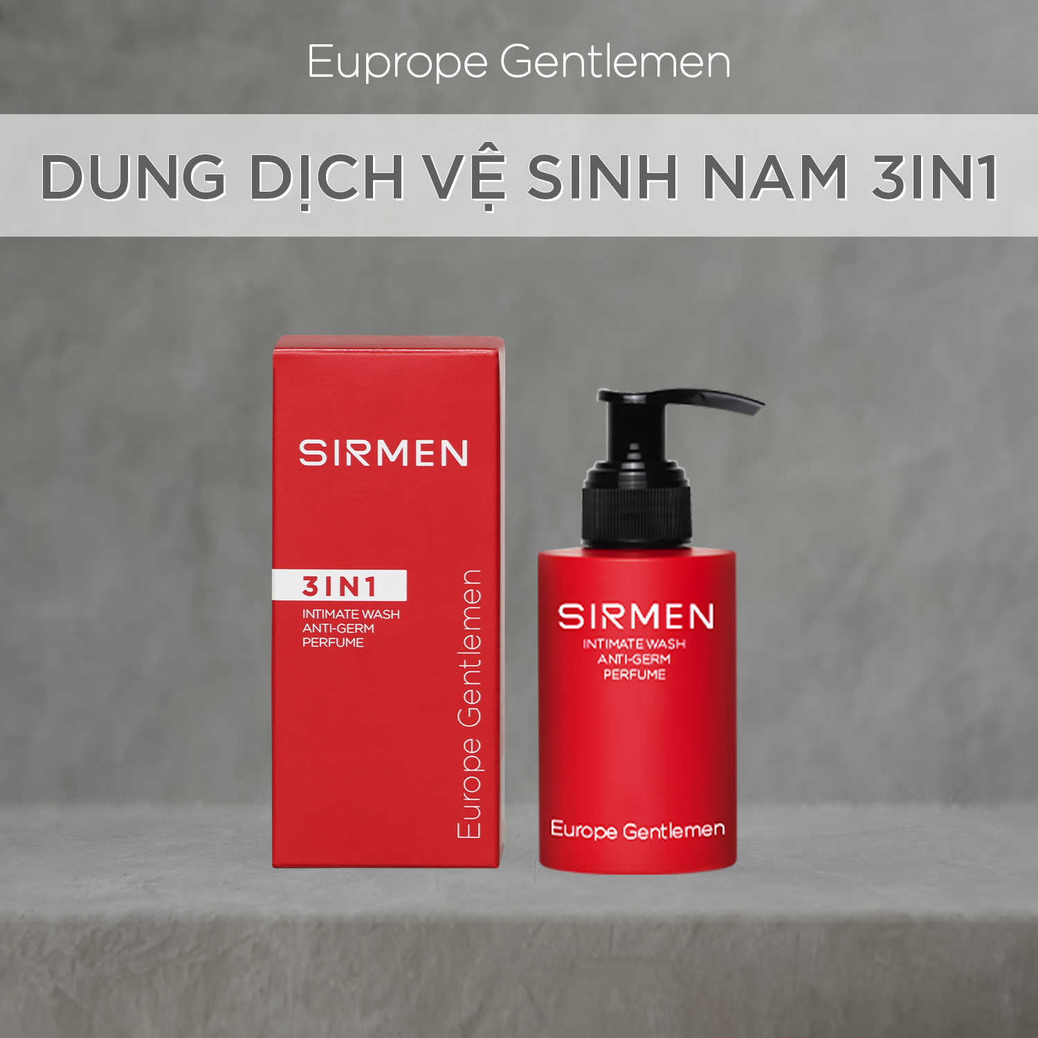 Dung dịch vệ sinh nam 3 in 1 SIRMEN Europe Gentlemen hương nước hoa châu Âu nam tính quyến rũ dòng cao cấp 100g