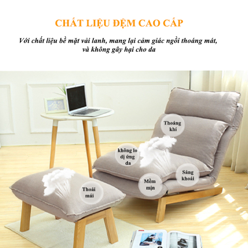 [FREESHIP + TẶNG ĐÔN] Ghế Thư Giãn Thời Trang Gỗ Cao Cấp, Ghế Sofa Nghỉ Ngơi Đọc Sách Báo Ngả Lưng 6 Mức Độ Có Khóa Kéo Dễ Dàng Vệ Sinh