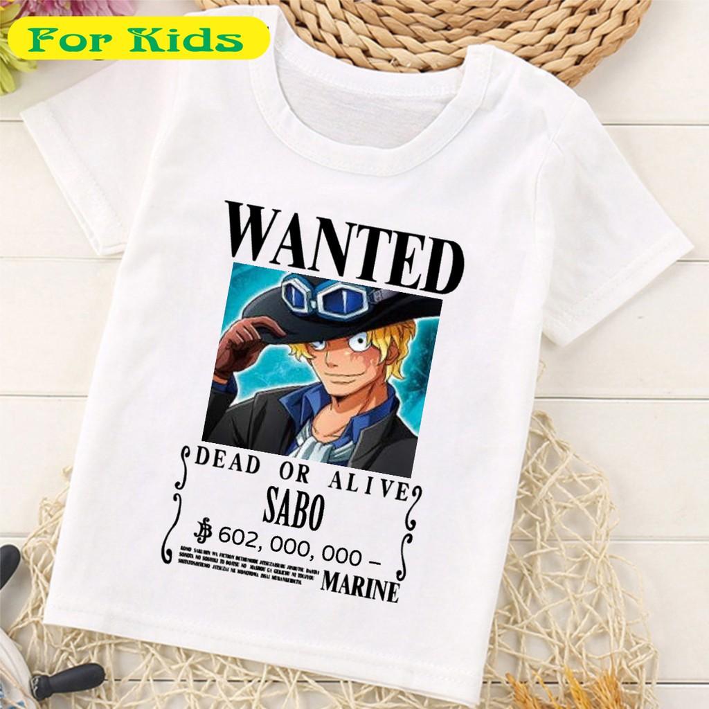 Áo thun One Piece Vua Hải Tặc Luffy Zoro Sabo Ace Anime Cho Bé Trai Bé Gái Có Size Từ 10kg