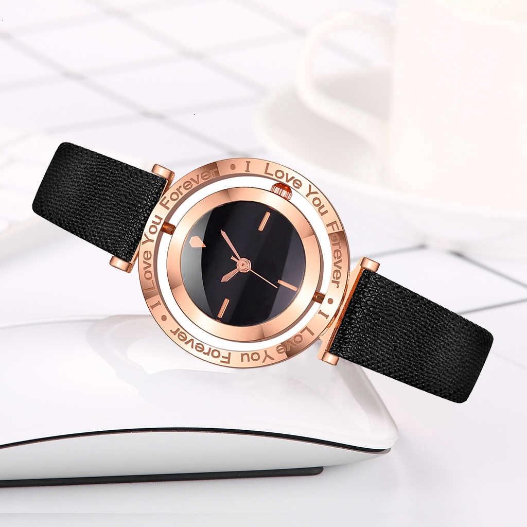 Đồng hồ đeo tay dây da mặt xoay 360 độ dành cho nữ