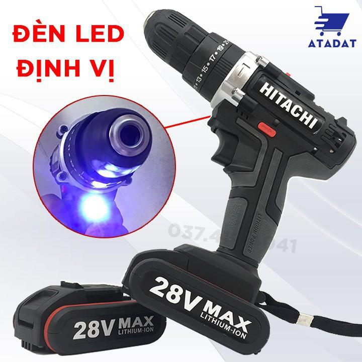 MÁY KHOAN PIN HITACHI 28V- LÕI ĐỒNG- PIN 5 CELL- CÓ BÚA (khoan tường, sắt , bắt vít