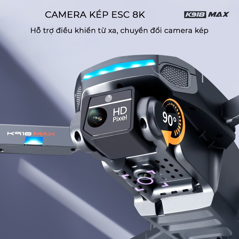 FLycam 4K Drone K998 Max Bay xa 3000m, Máy bay điều khiển từ xa 4 cánh Cảm biến tránh va chạm 4 hướng, Động cơ không chổi than bền bỉ, Tự động bay về, định vị G.P.S - Hàng Chính Hãng