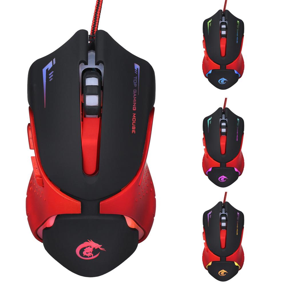 HXSJ Ergonomic Optical Professional Esport Gaming Mouse Mice Adjustable 3200 DPI Breathing LED Light 6 Buttons USB Wired