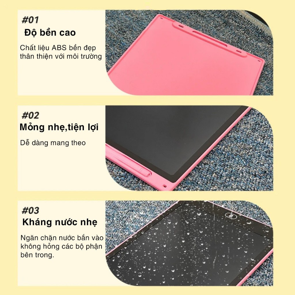 Bảng Viết tự xóa LCD, Bảng Vẽ Điện Tử Thông Minh Tự Động Xóa Thúc Đẩy Tư Duy Sáng Tạo Cho Bé Loại 8.5 Inch Giao Màu Ngẫu Nhiên