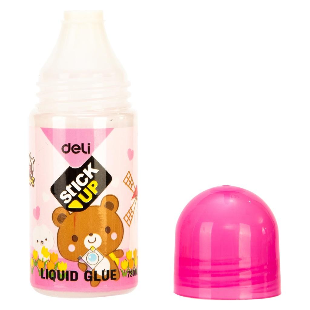 Hồ nước hình gấu 35ml Deli, keo PVAL, lọ PE, hồng, xanh dương, vàng 6 lọ -12 lọ -E7301A