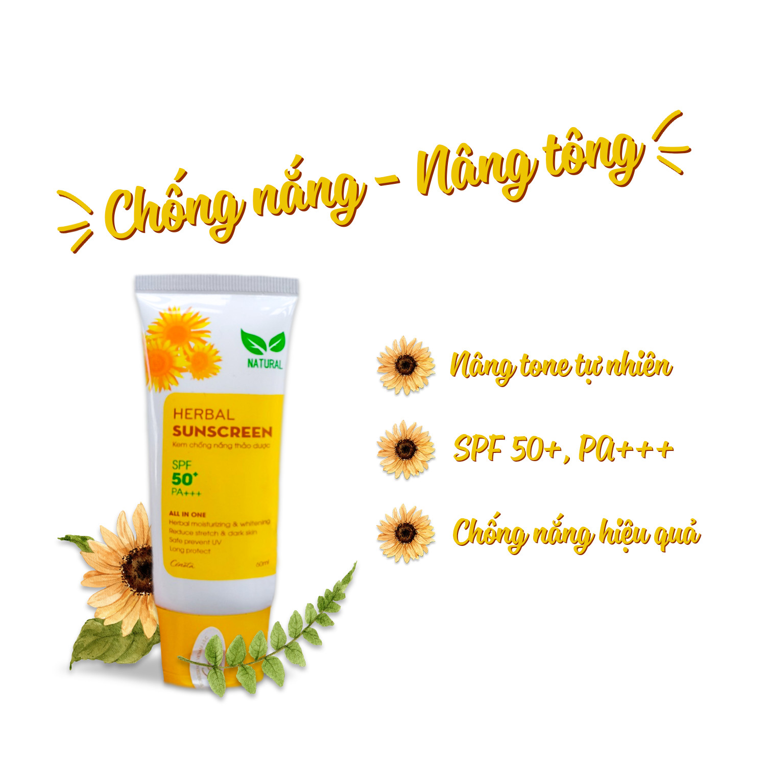 Kem chống nắng thảo dược Cenota Herbal Sunscreen SPF50+/PA+++ 60ml