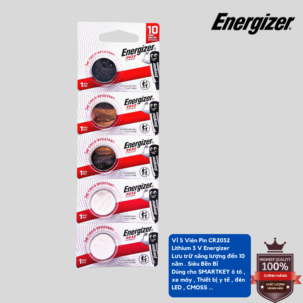 Pin CR2032 Energizer 3V vỉ 5 viên