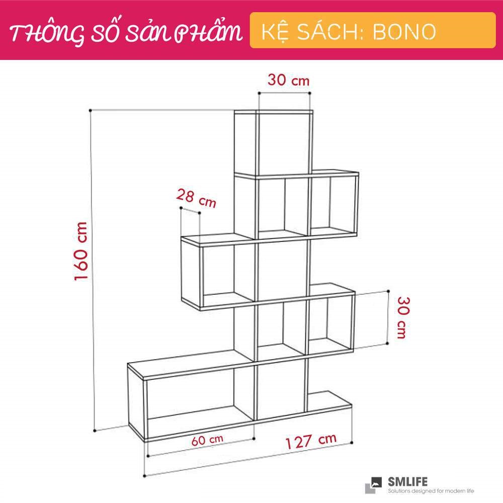 Giá sách gỗ công nghiệp thiết kế đẹp hiện đại SMLIFE Bono
