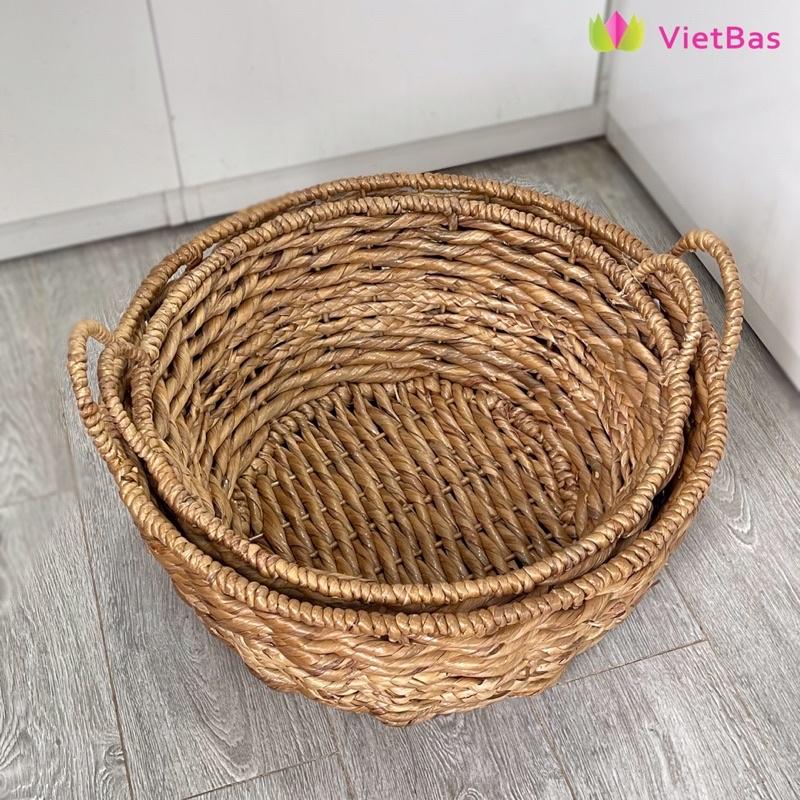 Giỏ lục bình trang trí VIETBAS có quai MAU06