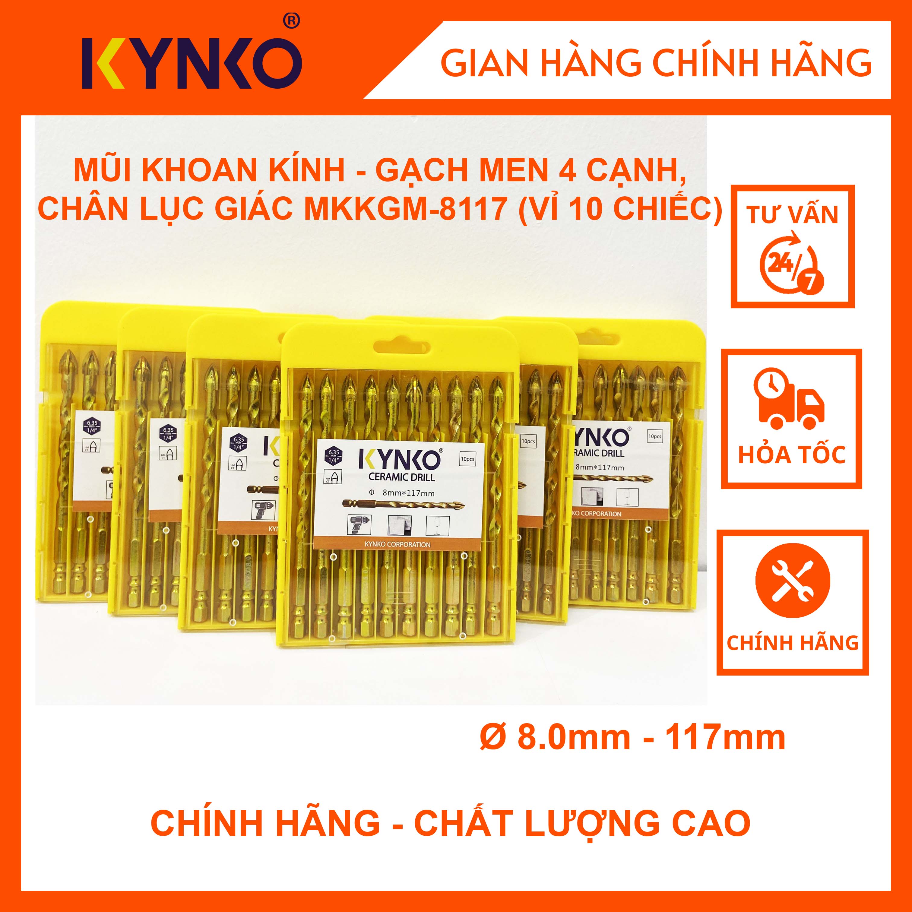 MŨI KHOAN KÍNH - GẠCH MEN 4 CẠNH, CHÂN LỤC GIÁC MKKGM-8117
