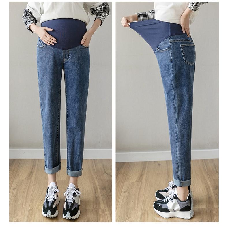 Quần jean bầu dáng baggy đẹp, chất jean mềm mại Mẹ bầu mặc đi chơi, đi làm đều được