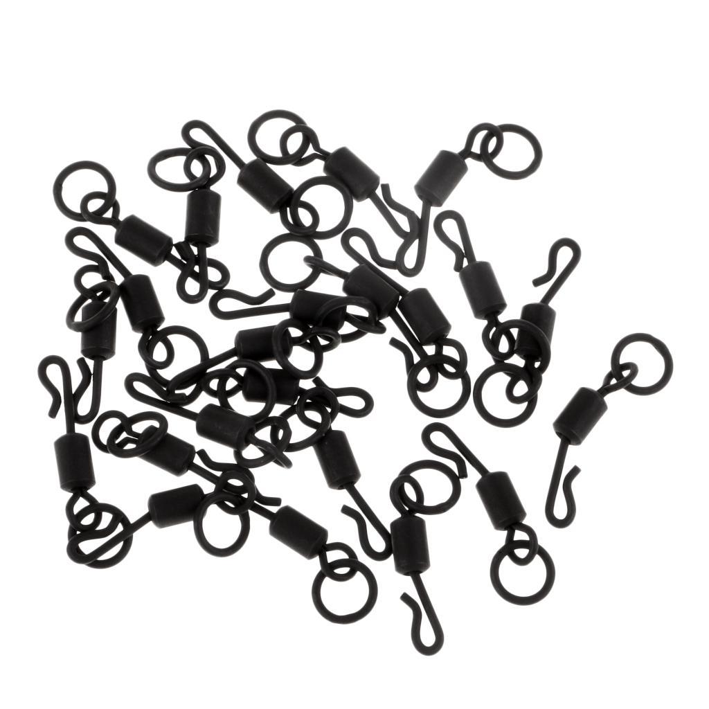 25pcs Matte Black Carp Fishing Quick Change Swivel with Ring