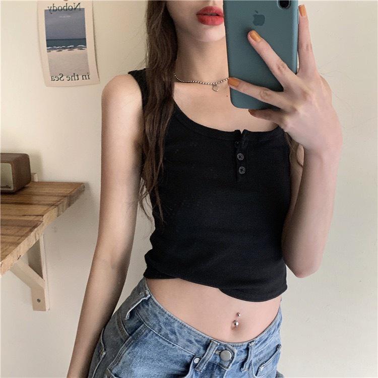 Áo croptop Ulzzang ôm body tay ngắn áo 3 lỗ 2 dây bozip sexy Hàn Quốc