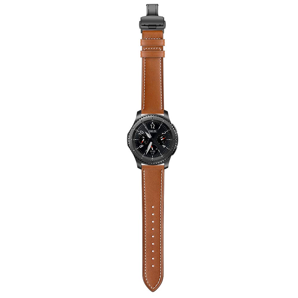 Dây Da Dành Cho Galaxy Watch 46, Huawei GT, Gear S3 Khóa Chống Gãy Màu Đen
