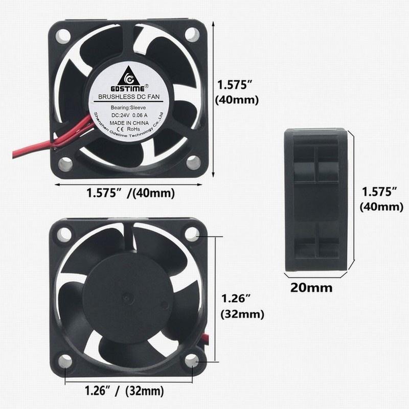 Gdstime 5 Pieces DC 24V 4cm 40x40x20mm 4020 CPU Cooler Brushless Cooling Fan 40mm x 20mm