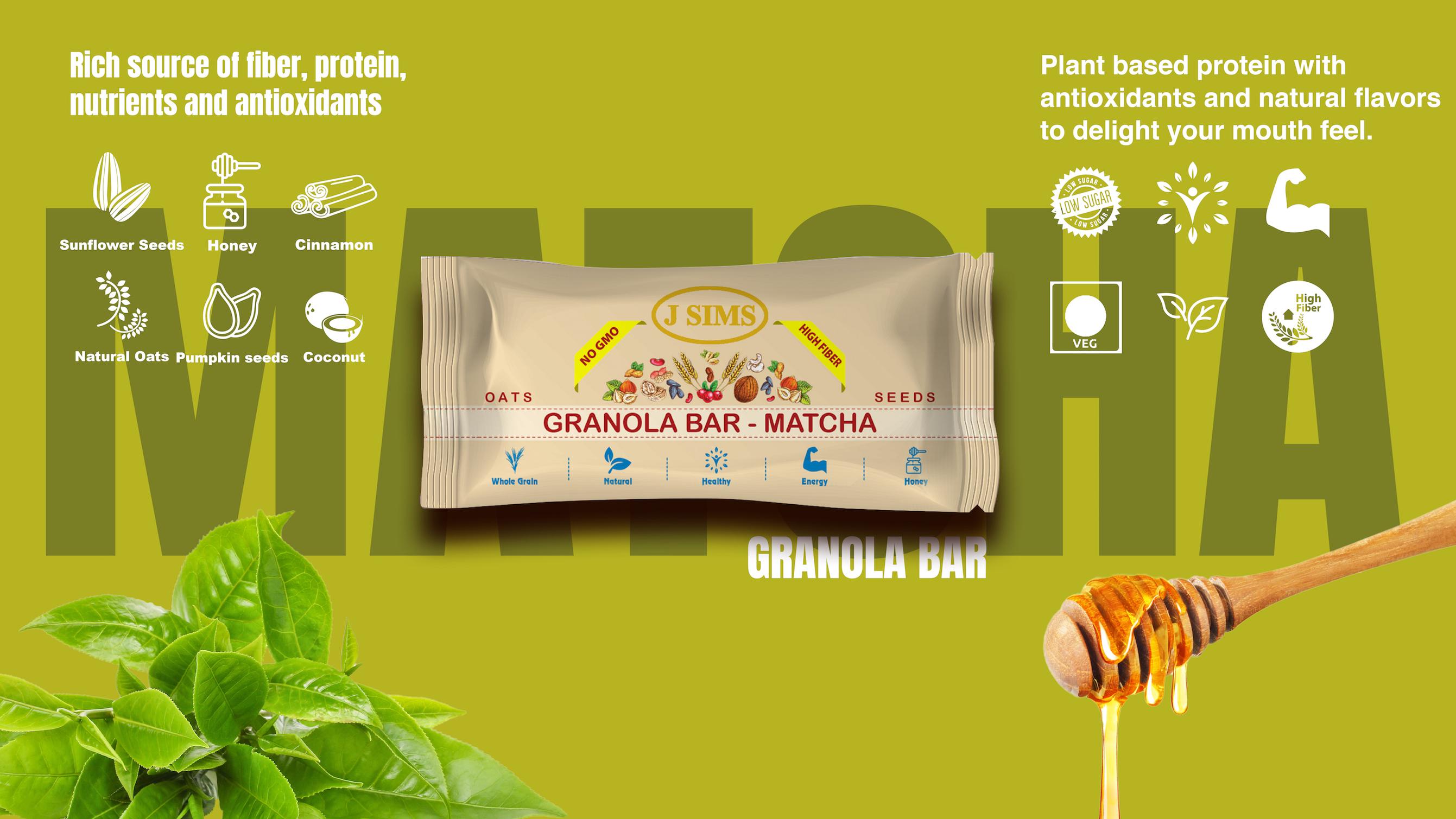 Combo 4 thanh yến mạch vị Matcha - Granola Bar Matcha Snack