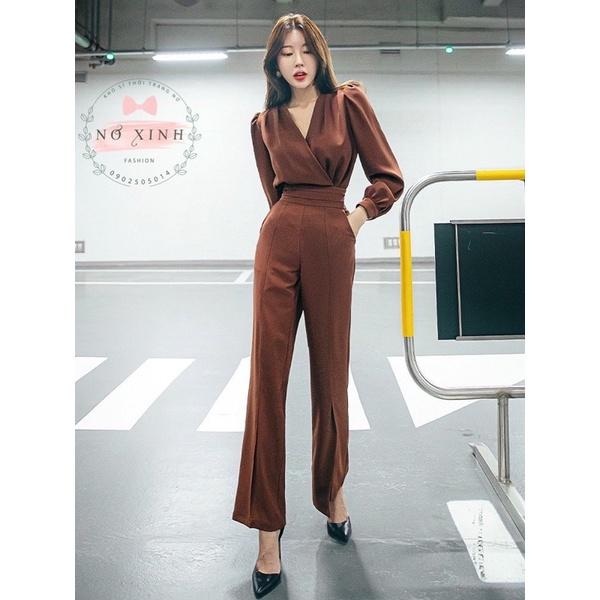 Jumpsuit Nữ Tay Dài Ống Rộng Hàn Quốc Thời Trang Nữ Có Size M-L-XL-XXL