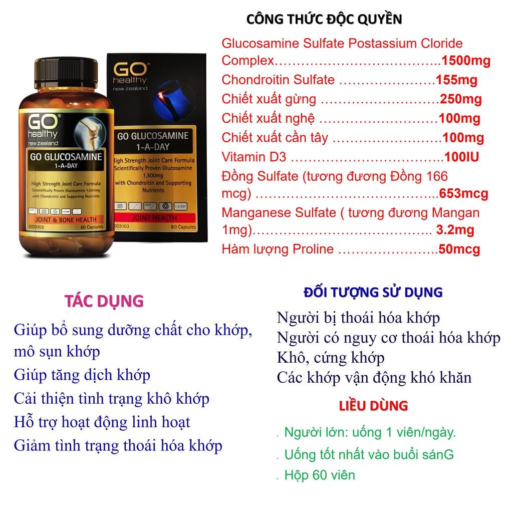 Bổ xương khớp Go Healthy Glucosamine 1500mg Hỗ trợ điều trị viêm khớp đau xương khớp giúp xương chắc khỏe hộp 30 & 60 viên