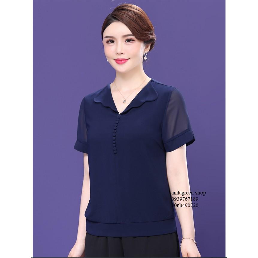 nh490720-ÁO KIỂU QUÝ CÔ TAY NGẮN (thoi trang anitagreen)