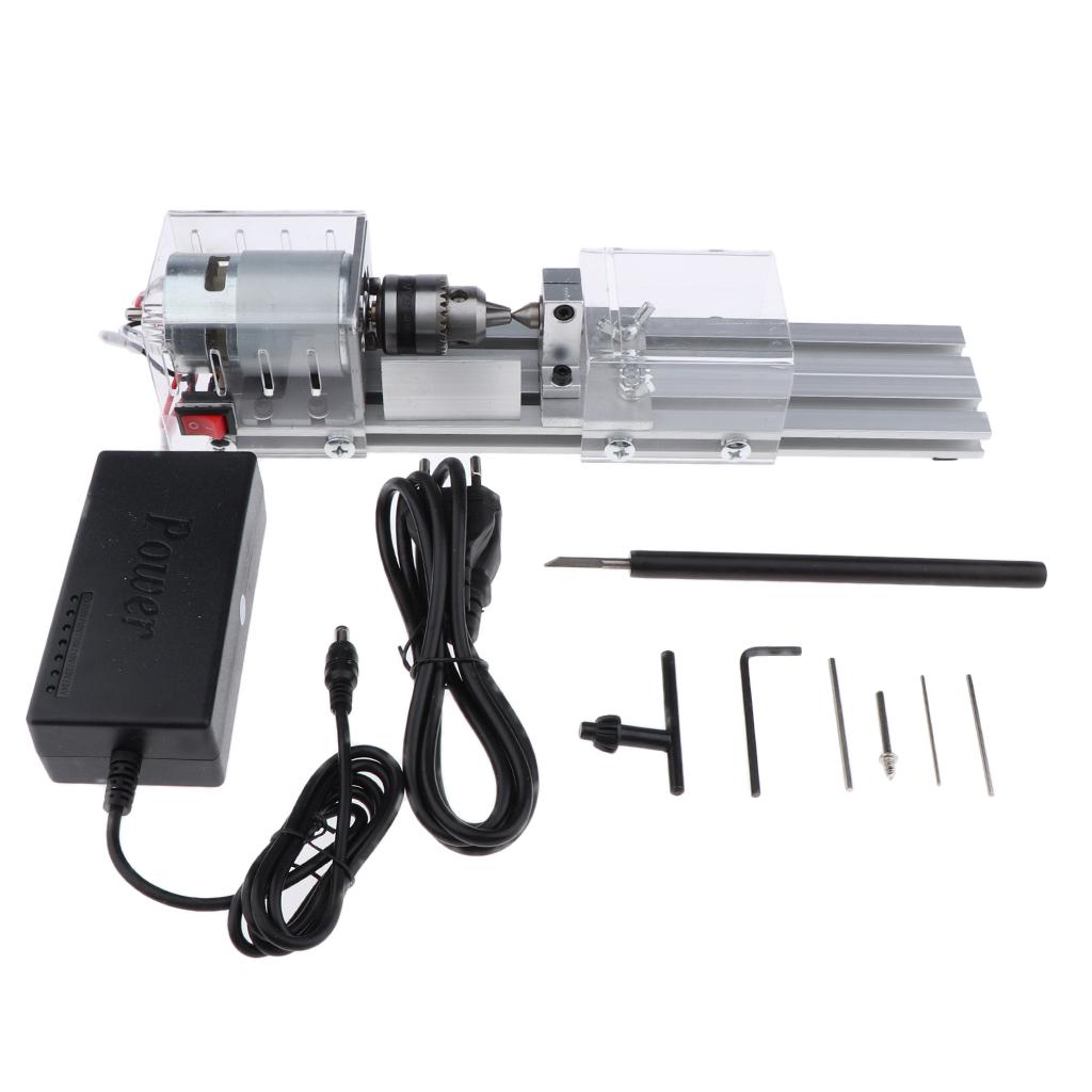 Mini Lathe Beads Machine with Power Supply for Wood Working DIY Rotary Tools