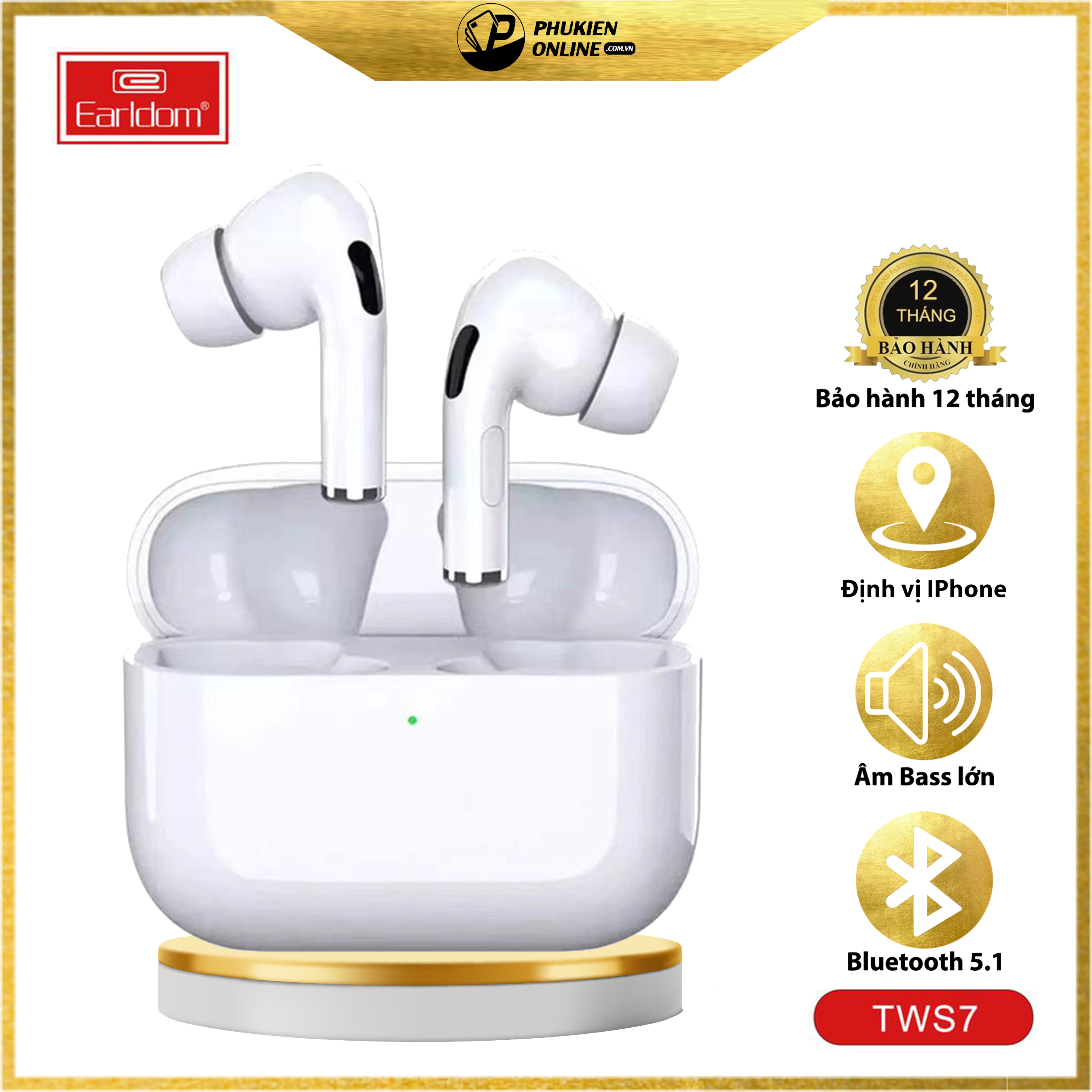 Tai Nghe Bluetooth tws True Wireless Earldom TWS7 sang trọng tinh tế âm thanh cực hay - Hàng Chính Hãng