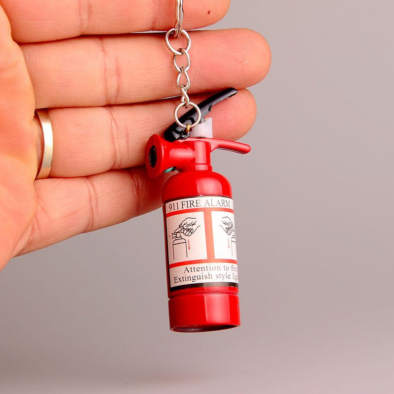 Hột quẹt bật lửa móc khóa hình bình chữa cháy mini kim loại - xài gas