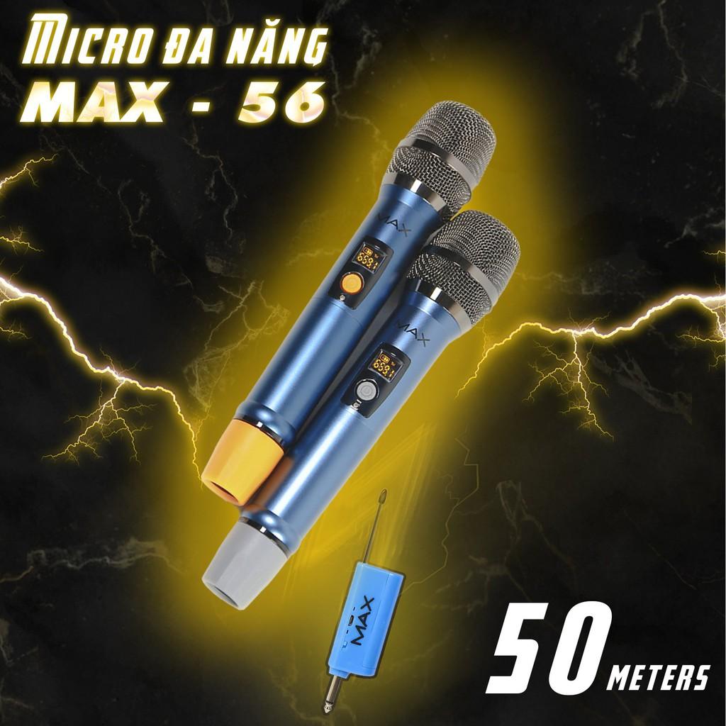 Micro không dây đa năng karaoke Max 56 Nâng cấp từ Max 39 Hút âm tốt chốg hú hiệu quả Sạc pin ngay trên mic Led màn hình