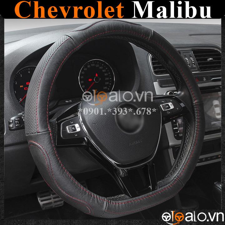 Bọc vô lăng D cut xe ô tô Chevrolet Malibu volang Dcut da cao cấp - OTOALO - Đen chỉ đỏ