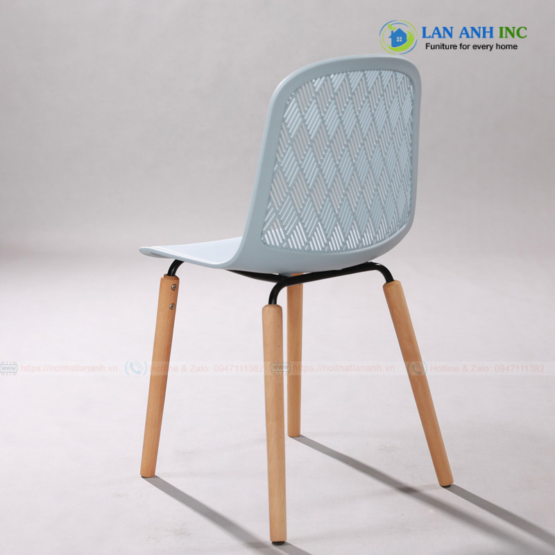 Ghế nhựa chân gỗ cao cấp cafe bàn ăn văn phòng đẹp hiện đại LAE3003C