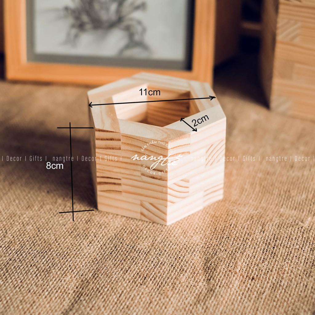 Chậu Hoa Gỗ Ghép - Trang trí bàn làm việc, phòng khách, phòng ngủ, bếp - wooden pots