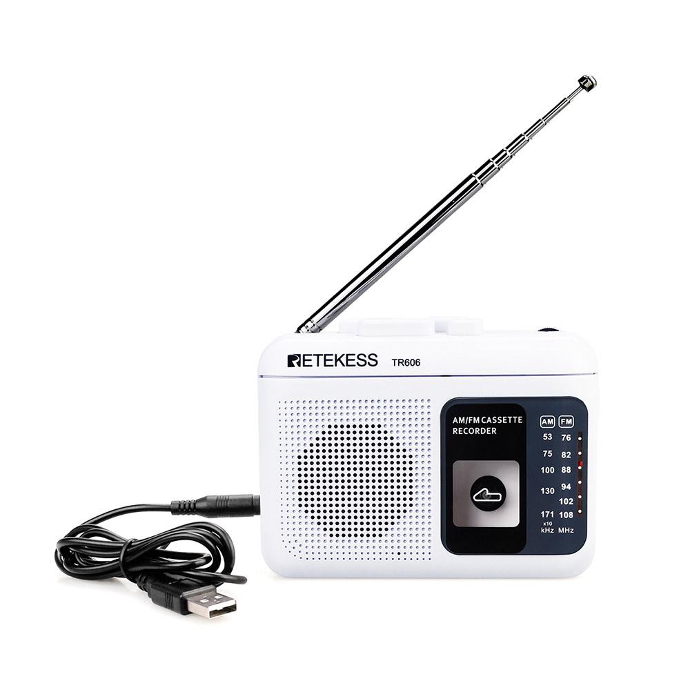 Đài Ăng-ten Retekess TR606 Mini Di động kính thiên văn với đầu phát Cassette Radio kỹ thuật số Phát lại loa