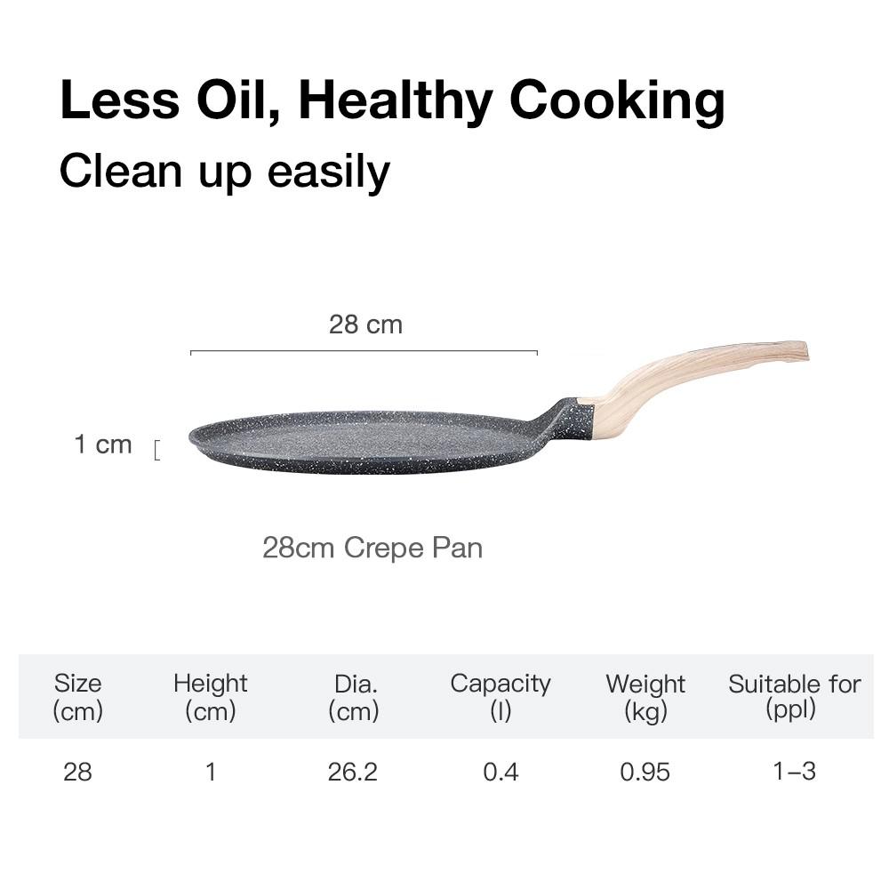 Chảo chống dính làm bánh Crepe cán gỗ Carote Essential Woody Crepe Pan 28cm Chảo làm Pancake Phủ chống dính đá Maifan