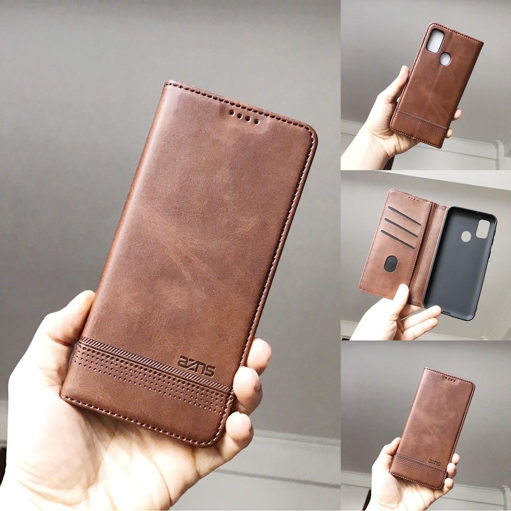 Bao da ốp lưng dành cho Samsung M51 kèm ví gập nắp da thật mềm mịn - azns